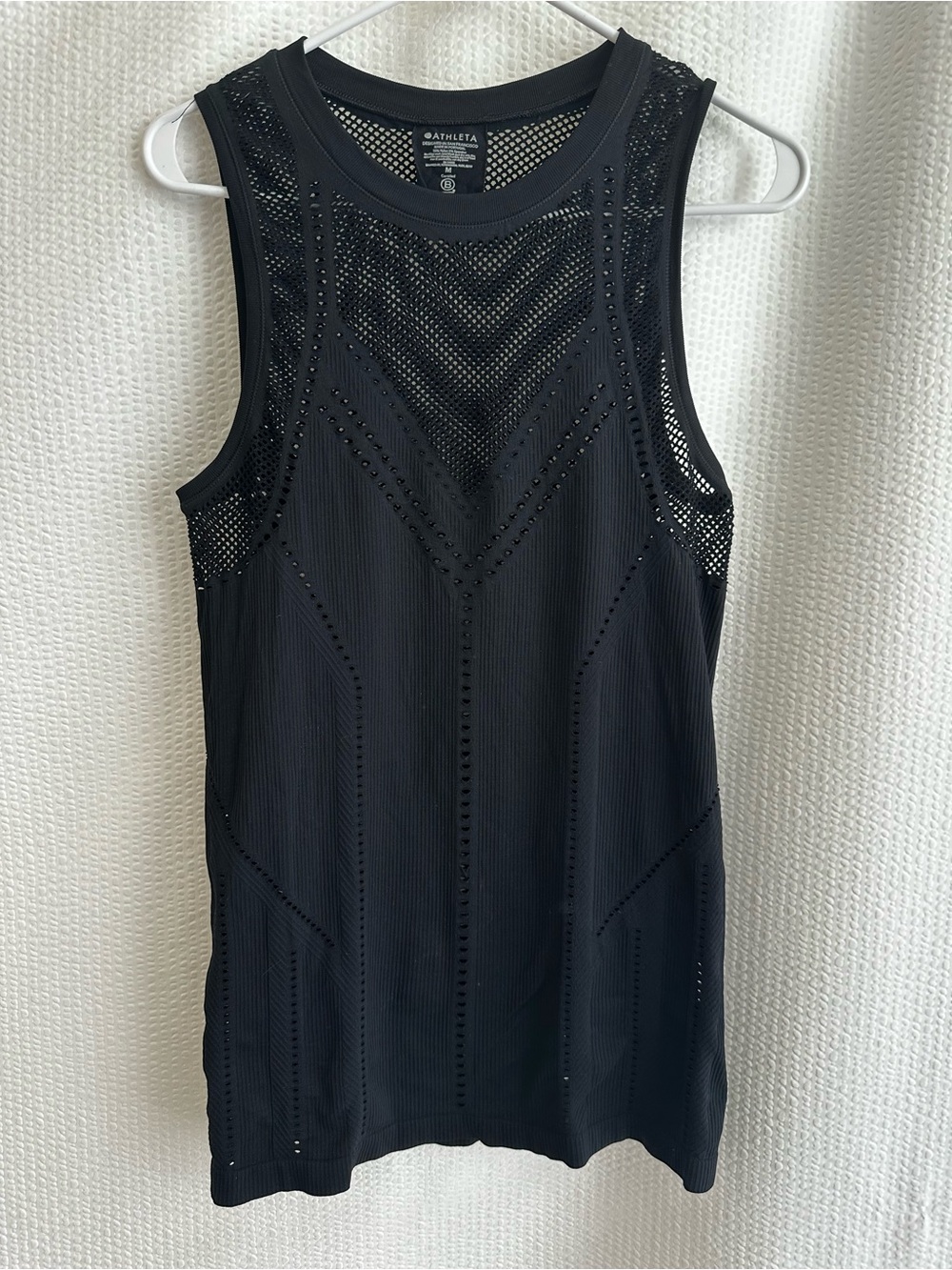 Athleta Oxygen Black Mesh Seamless Workout Athletic Tank Top Womens Medium